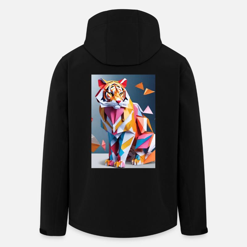 Tigre en origami - Veste softshell homme en polyester recyclé Stanley/Stella - noir