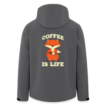 Funny Fox Fox Coffee Morning Muffle Gift - Men’s Recycled Softshell Jacket by Stanley/Stella - anthracite - Back - AI Model Male 185 light (185cm)