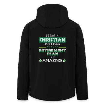 Being A Christian Is Not Easy - Christianity Pension - Men’s Recycled Softshell Jacket by Stanley/Stella - black - Back - AI Model Male 185 light (185cm)
