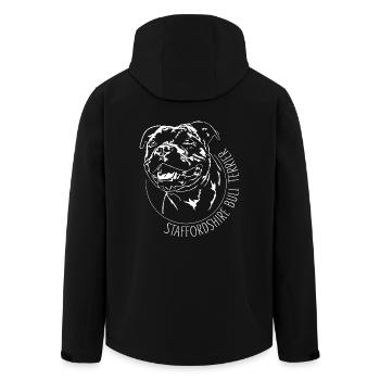 STAFFORDSHIRE BULL TERRIER Portrait de chien Wilsigns - Veste softshell homme en polyester recyclé Stanley/Stella - noir - Dos - AI Model Male 185 light (185cm)