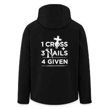 1 CROSS 3 NAILS 4 GIVEN HEMD - Recycelte Männer Softshell-Jacke von Stanley/Stella - Schwarz - Hinten - AI Model Male 185 light (185cm)