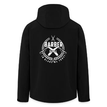 Barber shop barbiers barbier chemise cadeau barbe - Veste softshell homme en polyester recyclé Stanley/Stella - noir - Dos - AI Model Male 185 light (185cm)