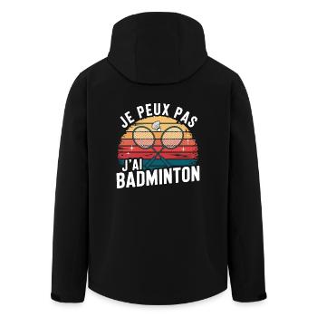 Je peux pas, j'ai Badminton - Style Vintage - Veste softshell homme en polyester recyclé Stanley/Stella - noir - Dos - AI Model Male 185 light (185cm)