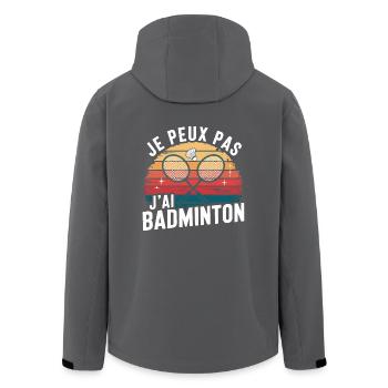 Je peux pas, j'ai Badminton - Style Vintage - Veste softshell homme en polyester recyclé Stanley/Stella - charbon - Dos - AI Model Male 185 light (185cm)