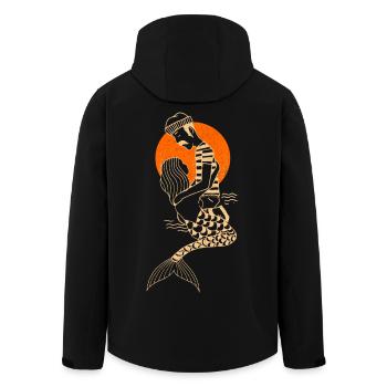 Liebe ohne Grenzen: Meerjungfrau & Fischer - Recycelte Männer Softshell-Jacke von Stanley/Stella - Schwarz - Hinten - AI Model Male 185 light (185cm)