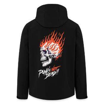 Crâne en Flammes Punk's Not Dead – Burning Skull - Recycelte Männer Softshell-Jacke von Stanley/Stella - Schwarz - Hinten - AI Model Male 185 light (185cm)