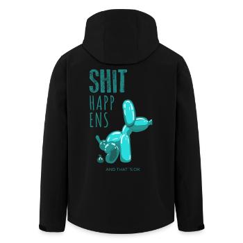 Shit happens, Ballondog  - Recycelte Männer Softshell-Jacke von Stanley/Stella - Schwarz - Hinten - AI Model Male 185 light (185cm)