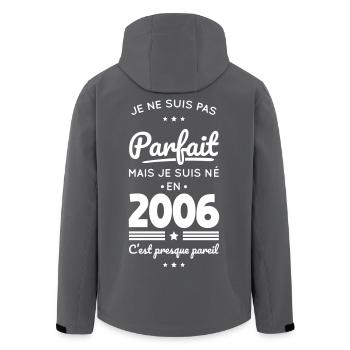 Born in 2006 – Not perfect but almost - Men’s Recycled Softshell Jacket by Stanley/Stella - black - Back - AI Model Male 185 light (185cm)