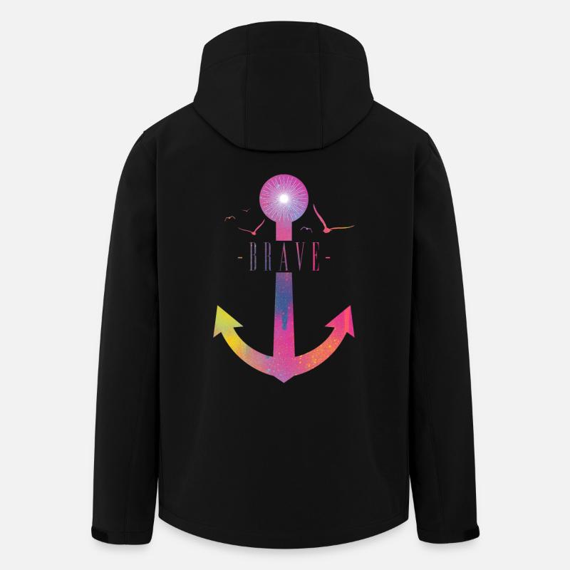 Brave - Colorful Anchor - Recycelte Männer Softshell-Jacke von Stanley/Stella - Schwarz