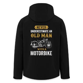 Alter Mann Motorrad lustiges Biker Geschenk - Recycelte Männer Softshell-Jacke von Stanley/Stella - Schwarz - Hinten - AI Model Male 185 light (185cm)
