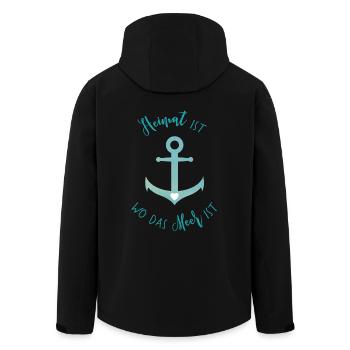 "Heimat ist wo das Meer ist" - Recycelte Männer Softshell-Jacke von Stanley/Stella - Schwarz - Hinten - AI Model Male 185 light (185cm)