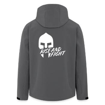 RISE AND FIGHT - Men’s Recycled Softshell Jacket by Stanley/Stella - black - Back - AI Model Male 185 light (185cm)