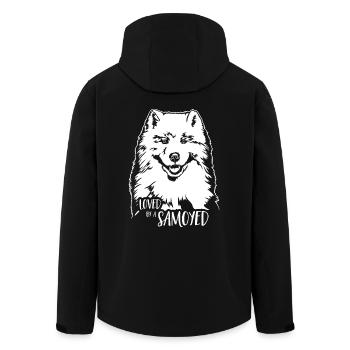 Loved by a Samoyed Dog Samoyed Dog Saying - Men’s Recycled Softshell Jacket by Stanley/Stella - black - Back - AI Model Male 185 light (185cm)