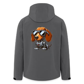 Dachshund Robot Sci-Fi Mech Cyborg Dog - Men’s Recycled Softshell Jacket by Stanley/Stella - black - Back - AI Model Male 185 light (185cm)