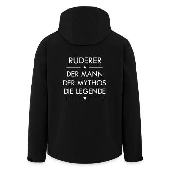 Ruderer, rudern, Wassersport, Ruderboot, Männer - Recycelte Männer Softshell-Jacke von Stanley/Stella - Schwarz - Hinten - AI Model Male 185 light (185cm)