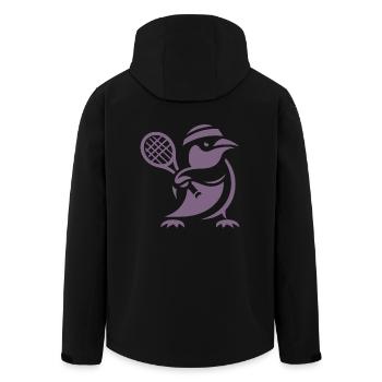 Minimalistischer Pinguin Tennisspieler Silhouette - Recycelte Männer Softshell-Jacke von Stanley/Stella - Schwarz - Hinten - AI Model Male 185 light (185cm)