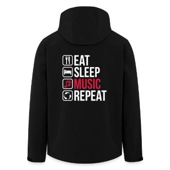 Eat Sleep Music Repeat - Men’s Recycled Softshell Jacket by Stanley/Stella - black - Back - AI Model Male 185 light (185cm)