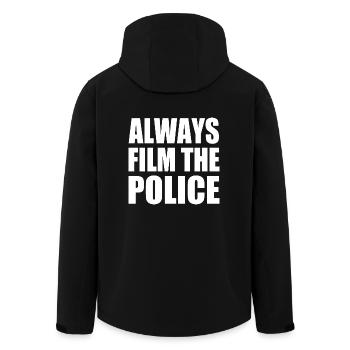 Always film the police - Men’s Recycled Softshell Jacket by Stanley/Stella - black - Back - AI Model Male 185 light (185cm)