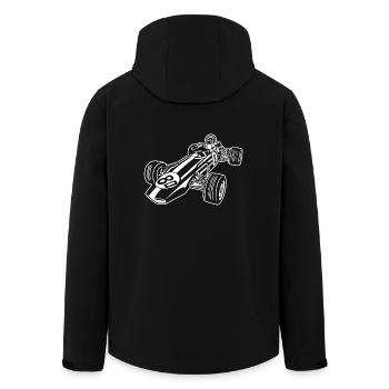 Rennwagen / Race Car 02_weiß - Recycelte Männer Softshell-Jacke von Stanley/Stella - Schwarz - Hinten - AI Model Male 185 light (185cm)