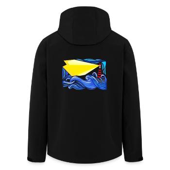 mer dans la tempête avec le phare - Veste softshell homme en polyester recyclé Stanley/Stella - noir - Dos - AI Model Male 185 light (185cm)