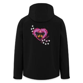 Ruhender Rottweiler mit Gesichtsgesicht - Recycelte Männer Softshell-Jacke von Stanley/Stella - Schwarz - Hinten - AI Model Male 185 light (185cm)