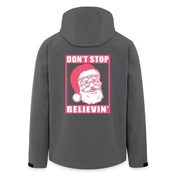 Christmas Santa Don't Stop Believin' Xmas Gift - Men’s Recycled Softshell Jacket by Stanley/Stella - black - Back - AI Model Male 185 light (185cm)