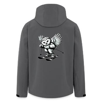 Hibou à skis, aventure aux sports d’hiver - Veste softshell homme en polyester recyclé Stanley/Stella - noir - Dos - AI Model Male 185 light (185cm)