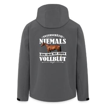 Vollblut Pferde Shirt-UNF - Recycelte Männer Softshell-Jacke von Stanley/Stella - Schwarz - Hinten - AI Model Male 185 light (185cm)