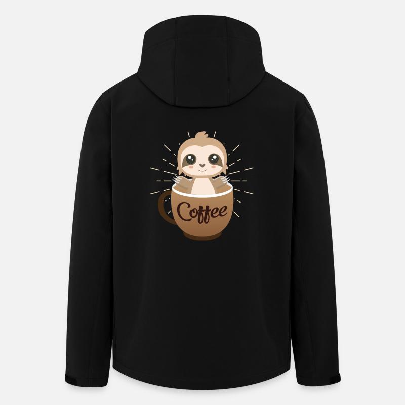 Faultier Kaffee Design - Recycelte Männer Softshell-Jacke von Stanley/Stella - Schwarz
