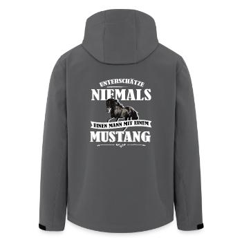 Pferde Shirt-UNM - Recycelte Männer Softshell-Jacke von Stanley/Stella - Schwarz - Hinten - AI Model Male 185 light (185cm)