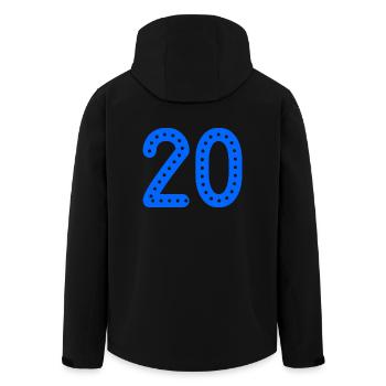 20. 20 YEARS. 20th ANNIVERSARY. 20 YEARS ANNIVERSARY. - Men’s Recycled Softshell Jacket by Stanley/Stella - black - Back - AI Model Male 185 light (185cm)