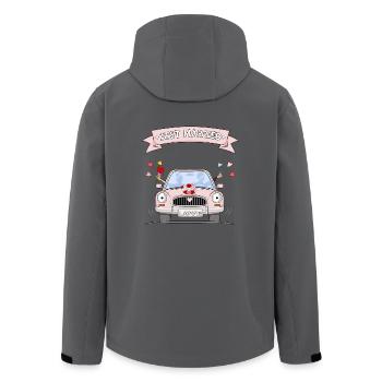 Voiture de mariage tout juste mariée rose - Veste softshell homme en polyester recyclé Stanley/Stella - noir - Dos - AI Model Male 185 light (185cm)