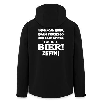 I mog a Bier - Recycelte Männer Softshell-Jacke von Stanley/Stella - Schwarz - Hinten - AI Model Male 185 light (185cm)