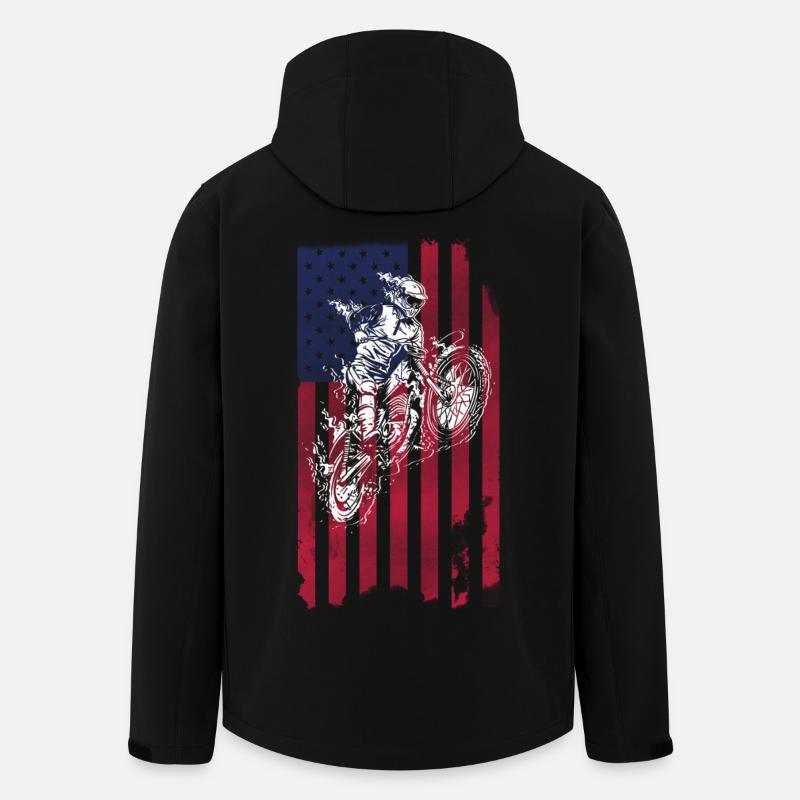 Dirt Biking USA Flag - Men’s Recycled Softshell Jacket by Stanley/Stella - black
