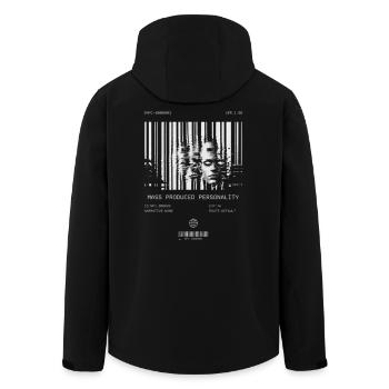 Mass Produced Personality: NPC Energy T-Shirt - Men’s Recycled Softshell Jacket by Stanley/Stella - black - Back - AI Model Male 185 light (185cm)