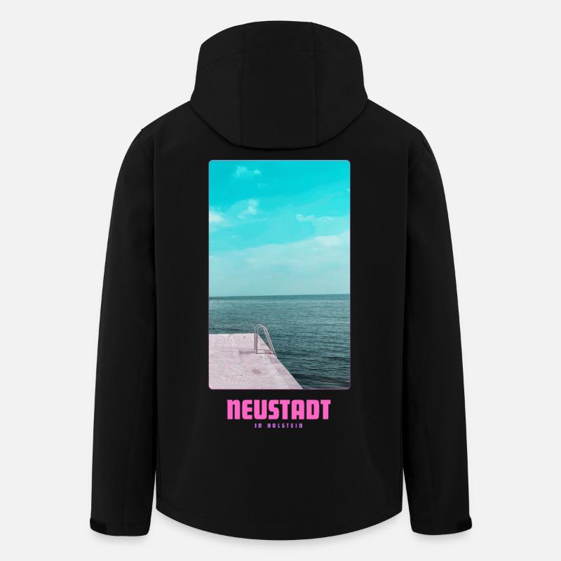 Neustadt in Holstein _ Ostsee  - Recycelte Männer Softshell-Jacke von Stanley/Stella - Schwarz