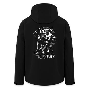 Loved by a Ridgeback Dogs Rhodesian Ridgeback - Men’s Recycled Softshell Jacket by Stanley/Stella - black - Back - AI Model Male 185 light (185cm)