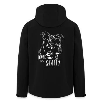 STAFFORDSHIRE BULLTERRIER loved by Staffy Wilsigns - Men’s Recycled Softshell Jacket by Stanley/Stella - black - Back - AI Model Male 185 light (185cm)