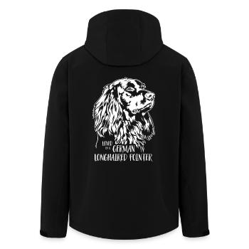 Loved by a German Longhaired Pointer Dog Wilsigns - Men’s Recycled Softshell Jacket by Stanley/Stella - black - Back - AI Model Male 185 light (185cm)