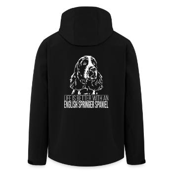 ENGLISH SPRINGER SPANIEL Life is better Wilsigns - Recycelte Männer Softshell-Jacke von Stanley/Stella - Schwarz - Hinten - AI Model Male 185 light (185cm)
