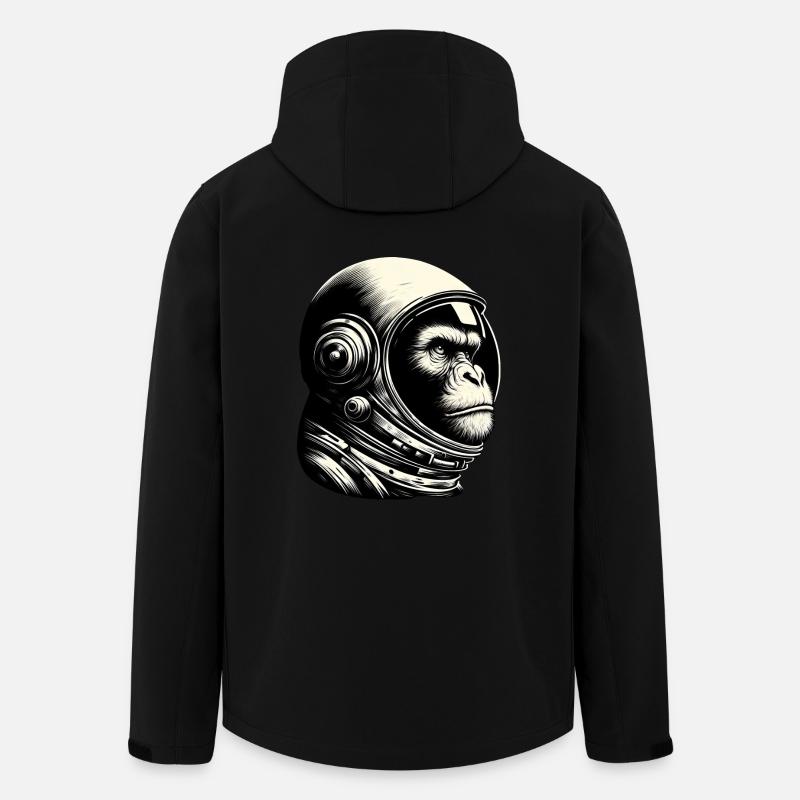 Chimpanzé, Astronaute, Réfléchi, Cosmos - Veste softshell homme en polyester recyclé Stanley/Stella - noir