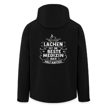 Neu Cooles Shirt LACHEN UND MEDIZIN - Recycelte Männer Softshell-Jacke von Stanley/Stella - Schwarz - Hinten - AI Model Male 185 light (185cm)