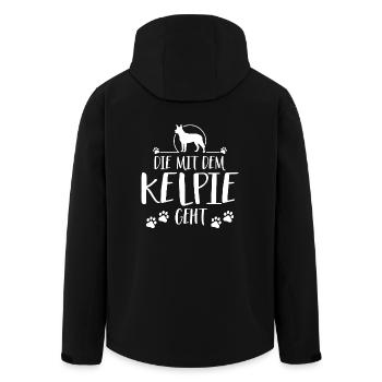 DIE MIT DEM KELPIE GEHT Hundespruch Hunde Wilsigns - Recycelte Männer Softshell-Jacke von Stanley/Stella - Schwarz - Hinten - AI Model Male 185 light (185cm)