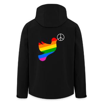 Friedenstaube Regenbogenfahne Peace - Recycelte Männer Softshell-Jacke von Stanley/Stella - Schwarz - Hinten - AI Model Male 185 light (185cm)