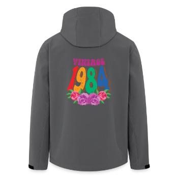 Vintage 1984 40th Birthday For Women 40 Years Old - Men’s Recycled Softshell Jacket by Stanley/Stella - black - Back - AI Model Male 185 light (185cm)