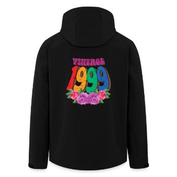 Vintage 1999 25th Birthday For Women 25 Years Old - Men’s Recycled Softshell Jacket by Stanley/Stella - black - Back - AI Model Male 185 light (185cm)