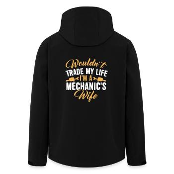 Ich bin das Hemd der Frau eines Mechanikers - Recycelte Männer Softshell-Jacke von Stanley/Stella - Schwarz - Hinten - AI Model Male 185 light (185cm)