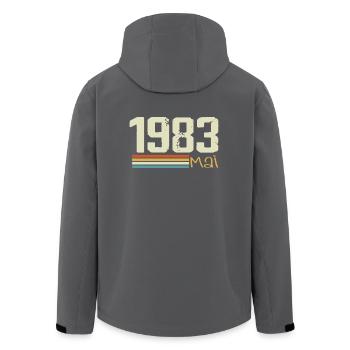 Mai 1983 - Recycelte Männer Softshell-Jacke von Stanley/Stella - Schwarz - Hinten - AI Model Male 185 light (185cm)