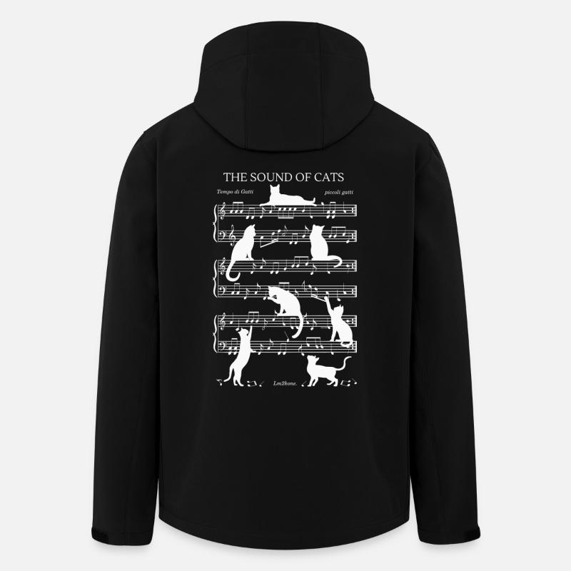 Chats musical notes - thème blanc - Veste softshell homme en polyester recyclé Stanley/Stella - noir