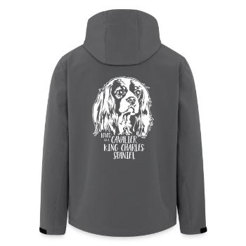 Loved by a Cavalier King Charles Spaniel Wilsigns - Men’s Recycled Softshell Jacket by Stanley/Stella - black - Back - AI Model Male 185 light (185cm)